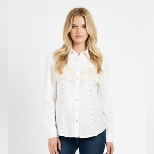 Adobe Rose size large white country western shirt